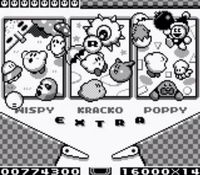 une photo d'Ã©cran de Kirby s Pinball Land sur Nintendo Game Boy